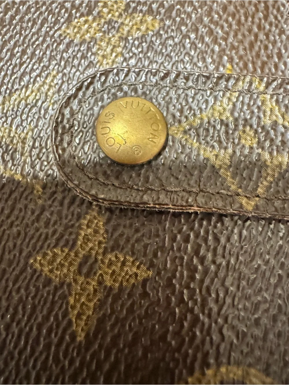 Louis Vuitton Monogram Canvas Compact Snap Wallet in Brown with Gold Hardware